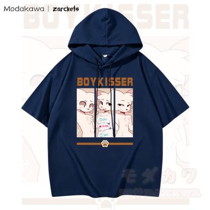 MODAKAWA X zarckets BOYKISSER Katzenprint Hoodie T-Shirt  - Marineblau - 3XL - image 5