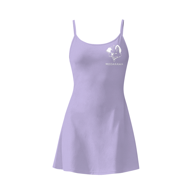 MODAKAWA X popipeko Ärmelloses Workout-Tenniskleid mit versteckten Taschen und Welpen-Grafik (Zunge raus) - Purple - 2XL - image 8