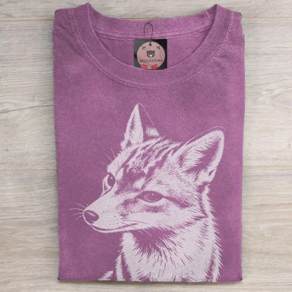 MODAKAWA Fuchs-Grafik Unisex Vintage Washed T-Shirt - Purple - 5XL - image 3
