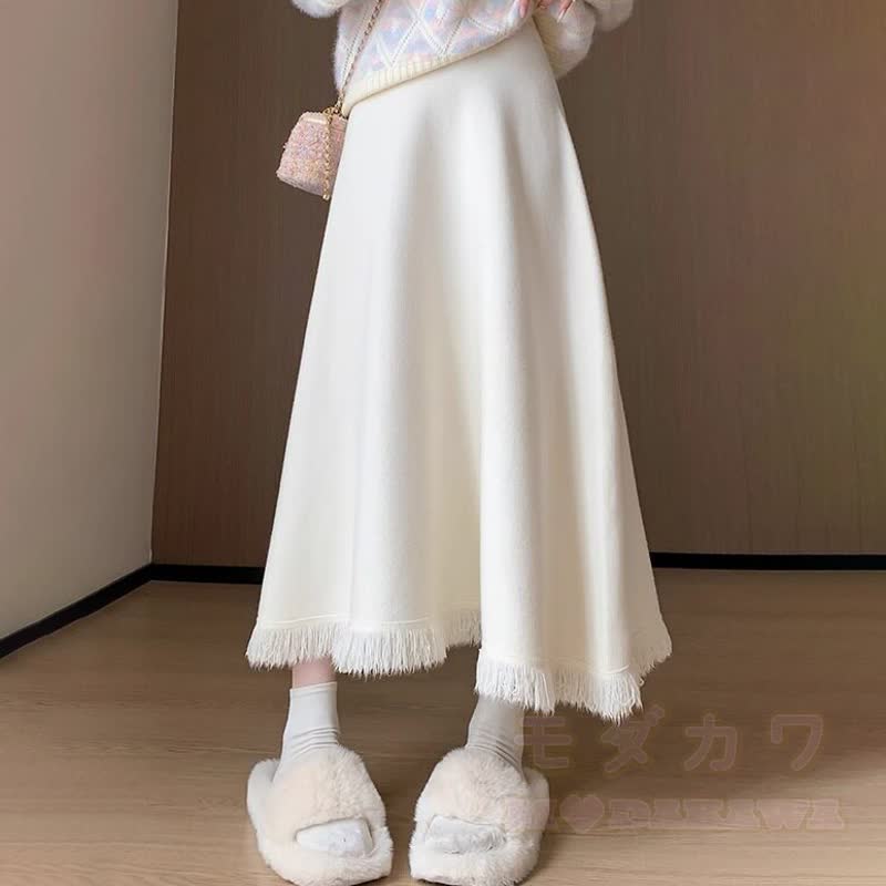 Elegantes zweiteiliges Set aus Strickpullover mit Farbverlauf und Fransenrock - Rock - 4XL - image 7