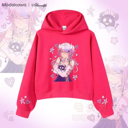 MODAKAWA X Shionslife – Kurzer Baumwoll-Hoodie mit Ironmouse- und Bubi-Grafik - Rosenrot - 3XL - image 4