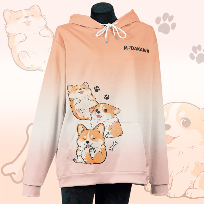 MODAKAWA Pullover-Hoodie mit Allover-Print eines Hundes mit herausgestreckter Zunge - Orange - 8XL - image 2