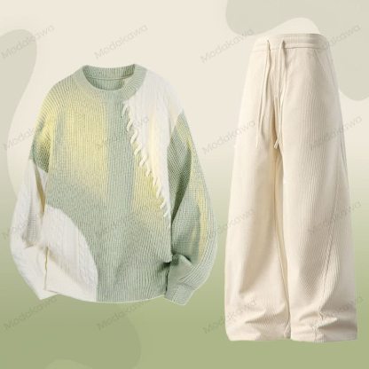 Zweiteiliges Set aus Strickpullover und Cordhose in Farben - Set E - 3XL - image 5
