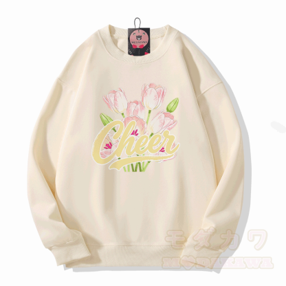 CHEER Tulpen-Grafik Modakawa Sweatshirt - Beige - 5XL - image 5
