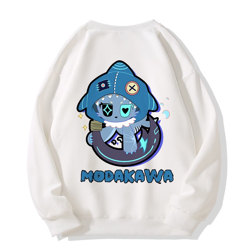 MODAKAWA Verspieltes Hai-Motiv, dunkle Ästhetik, Unisex-Streetwear-Sweatshirt - White - 5XL - image 5