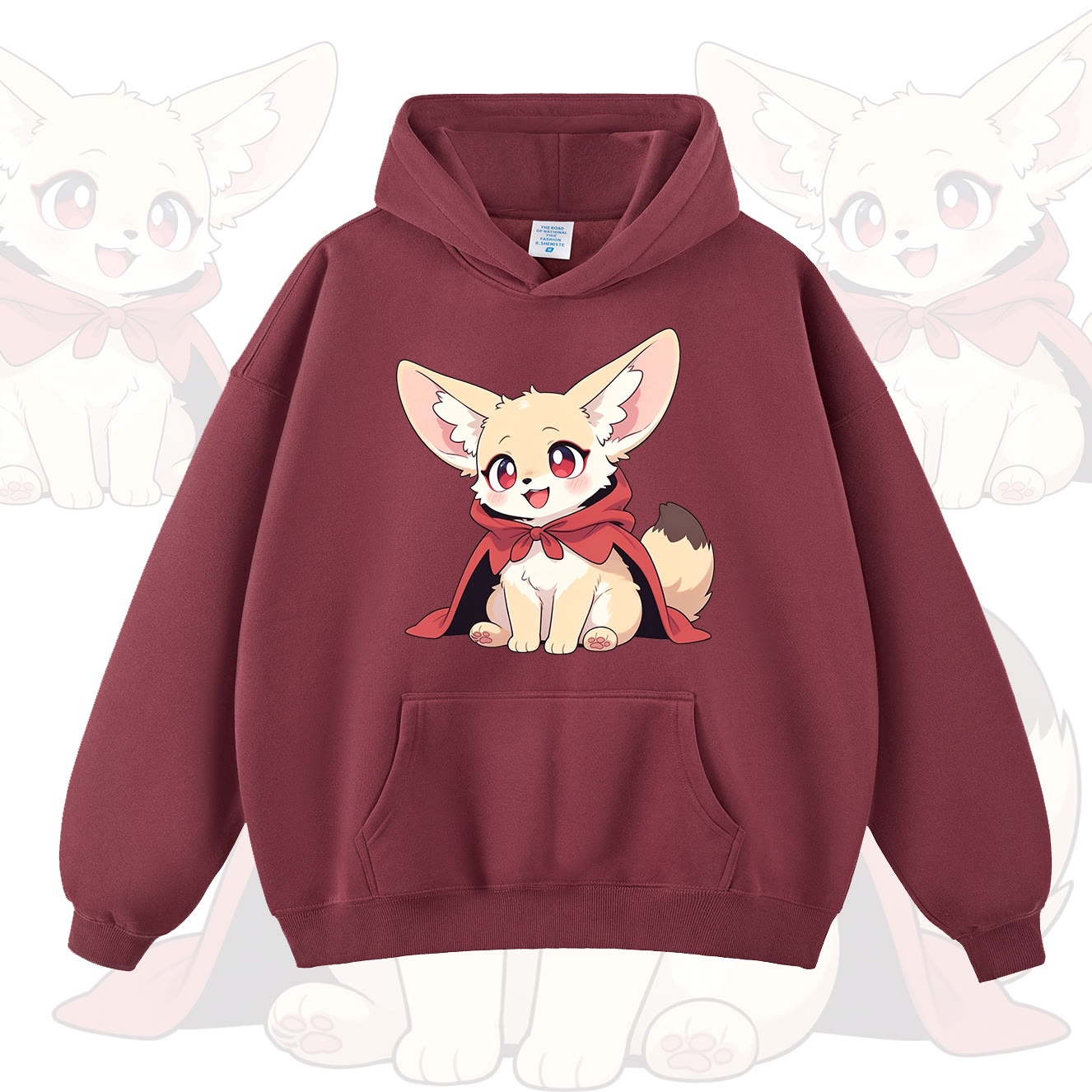 MODAKAWA Hoodie mit niedlichem Fuchs-Print - Burgund - 2XL - image 11