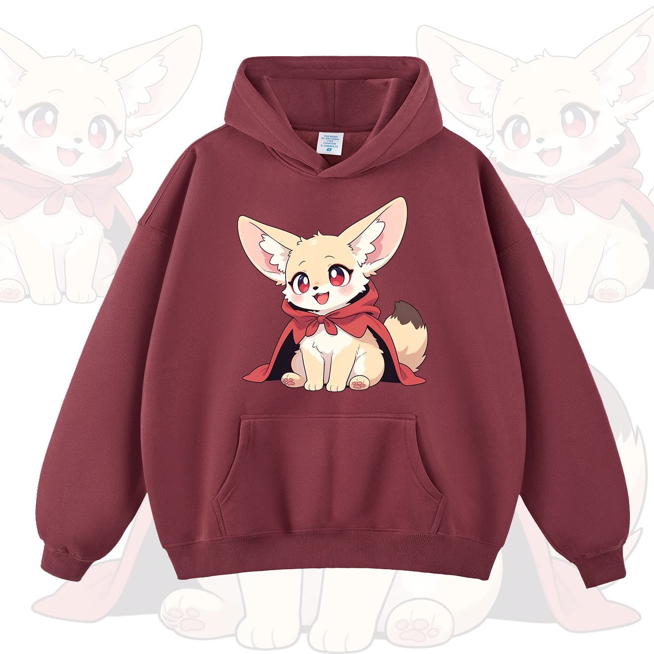 MODAKAWA Hoodie mit niedlichem Fuchs-Print - Burgund - 2XL - image 11