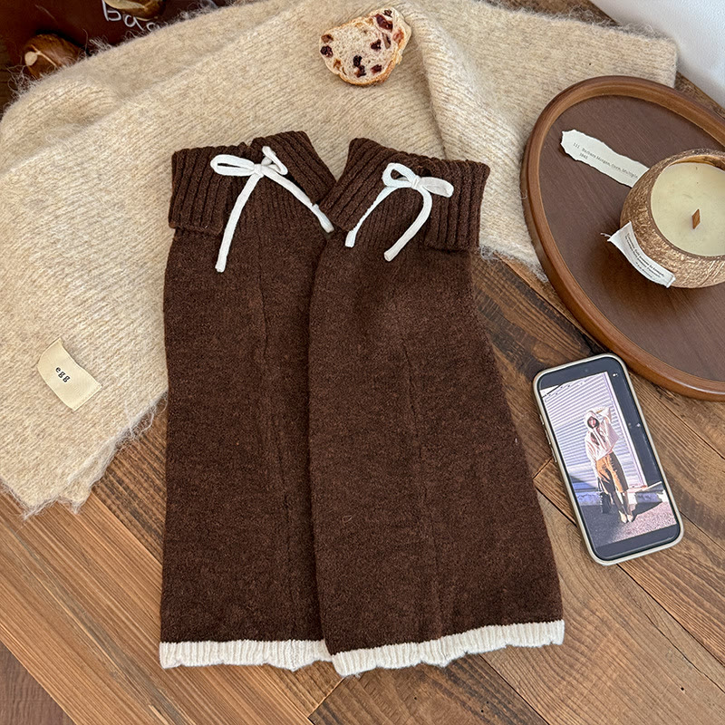 Süße Schleifenstricksocken - Kaffee - One Size - image 13