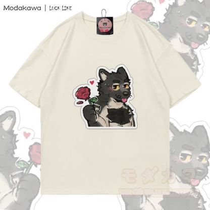 MODAKAWA X LUCK LIKE Rose Porto Grafik-T-Shirt aus 100 % Baumwolle - Hellbeige - 5XL - image 5