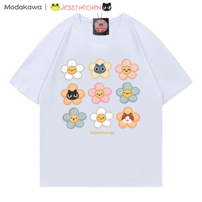MODAKAWA X jessthechen Flower Kitty Print Graffiti Style T-Shirt - White - 5XL - image 5