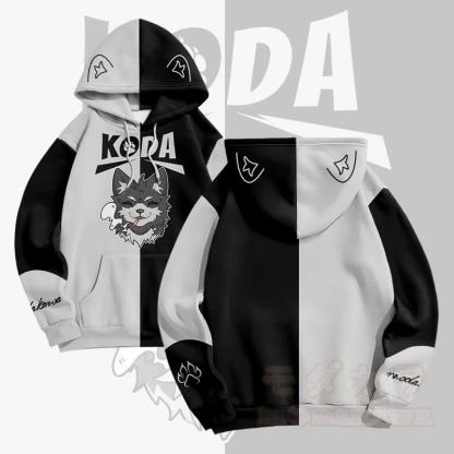 MODAKAWA KODA Pullover-Hoodie mit rauchendem Welpenmotiv und Allover-Print - Grau & Schwarz - 5XL - image 3