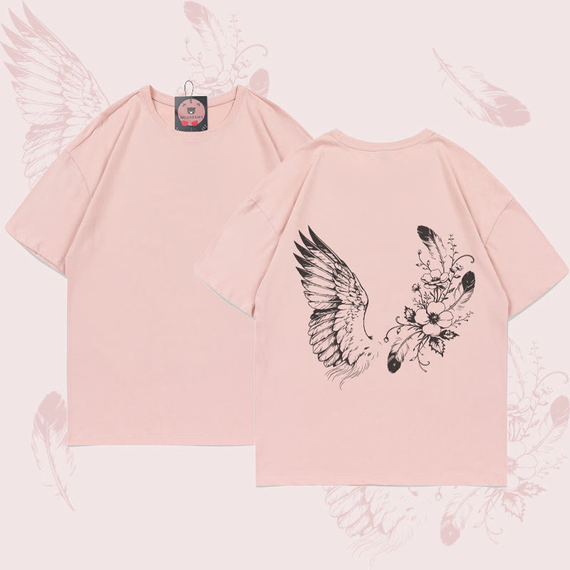 MODAKAWA Flower Bird Grafik-T-Shirt - Pink - 5XL - image 3