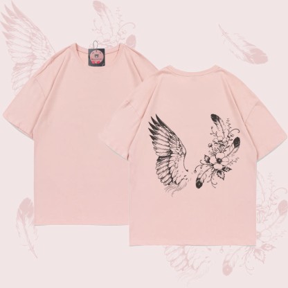 MODAKAWA Flower Bird Grafik-T-Shirt - Pink - 5XL - image 3