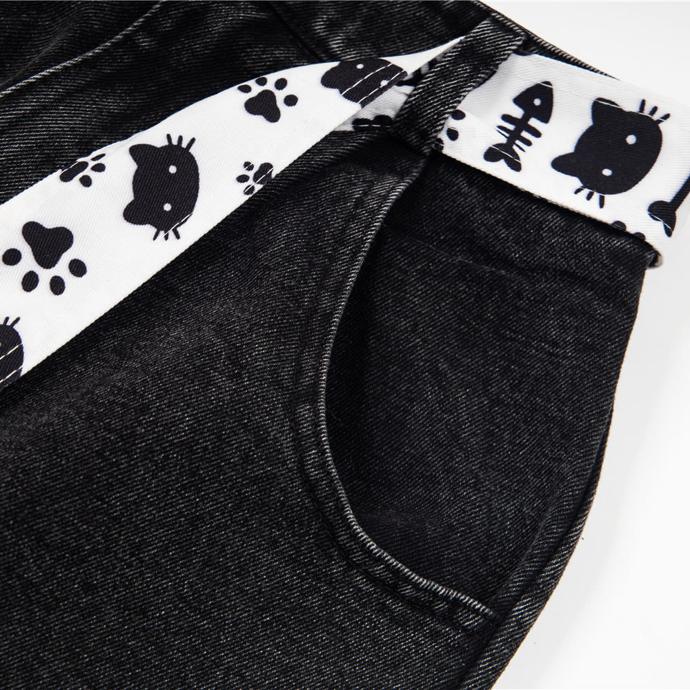Lässige lange Hose mit Vintage-Katzenstickerei - image 9