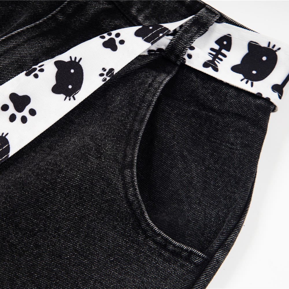 Lässige lange Hose mit Vintage-Katzenstickerei - image 9
