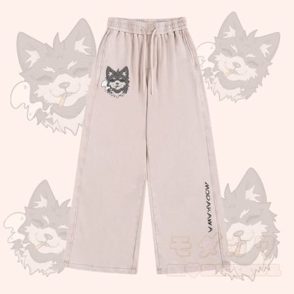 MODAKAWA Koda Smoking Puppy Grafik Vintage Washed Adjustable Hem Hose - Aprikose - 2XL - image 3
