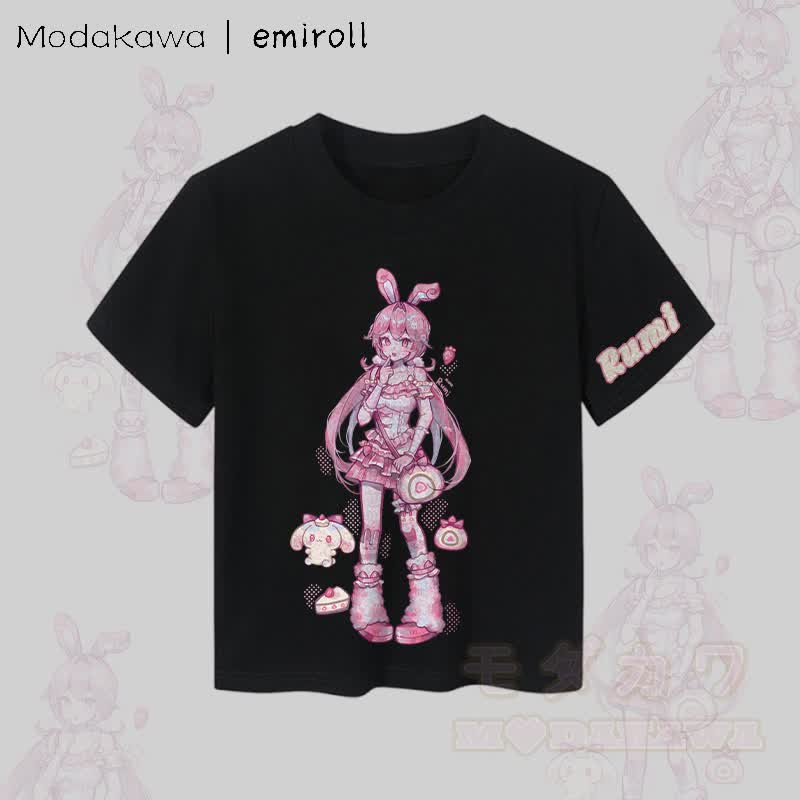 MODAKAWA X emiroll Rumi Graphic Damen Crop-Top aus 92 % gekämmter Baumwolle - Schwarz - XL - image 5