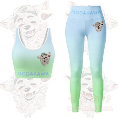 MODAKAWA X atka Fox Wants Meat Sport-BH-Top mit Farbverlauf und passender Leggings - Grünes Set - 5XL - image 12