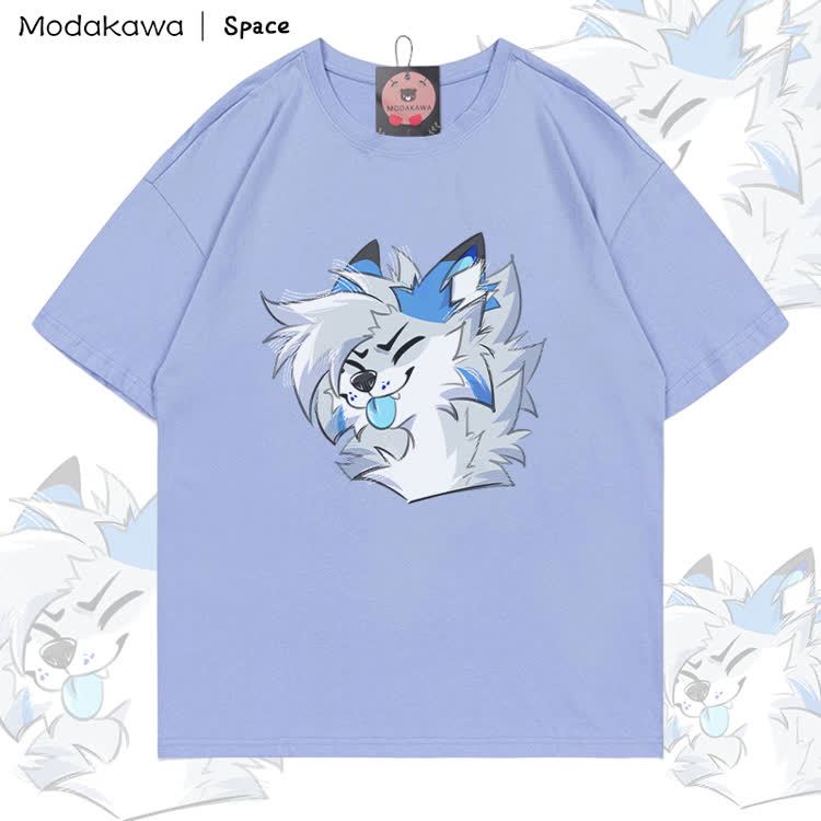 MODAKAWA X Space Barker Zunge-raus-Grafik T-Shirt aus 100 % Baumwolle - Dusty Blue - 5XL - image 4