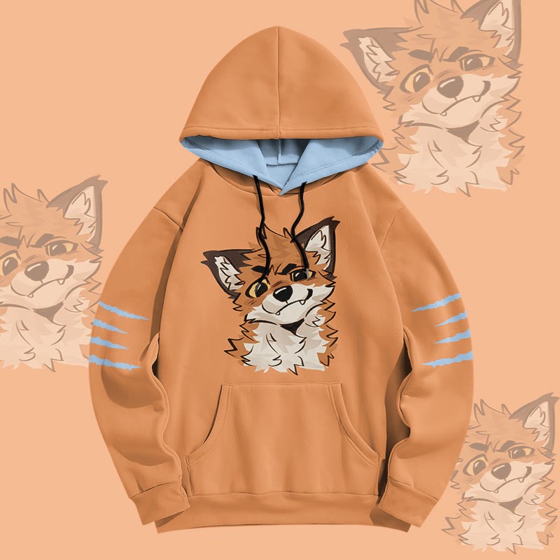 MODAKAWA X atka Pullover-Hoodie mit lustigem Fuchs-Grafikprint - image 6