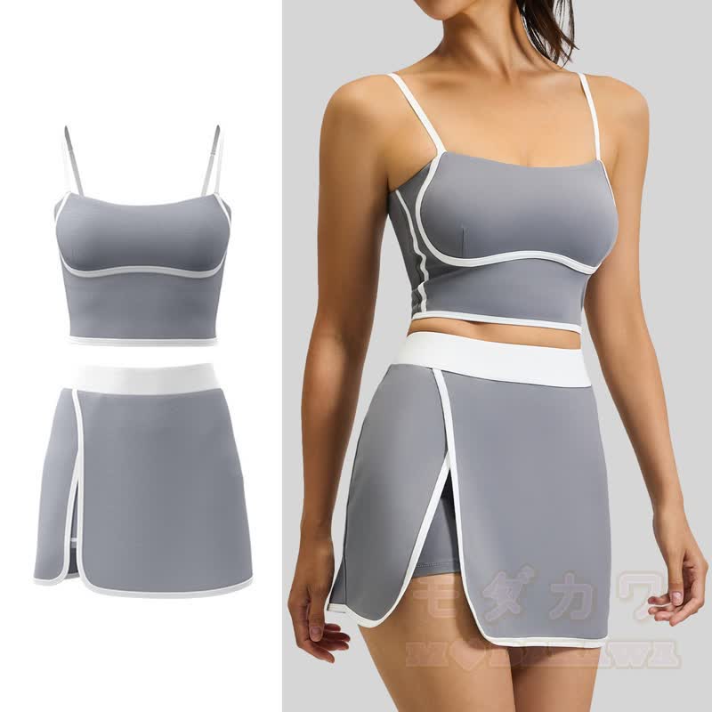 Lässiges Cami Crop Top und Split Skort Yoga Zweiteiliges Set - image 4