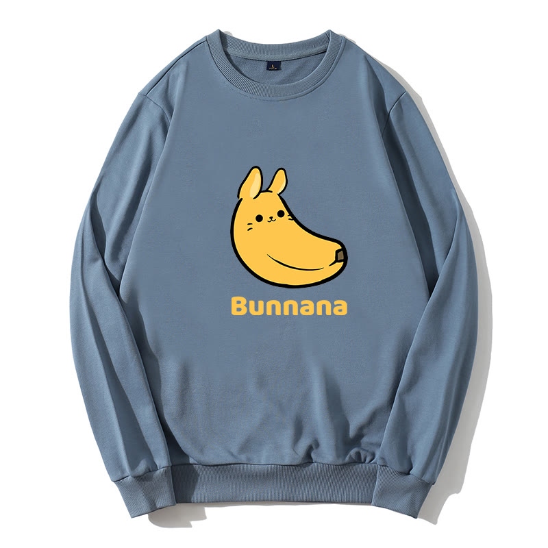 BUNNANA Sweatshirt mit Rundkragen und Bunny-Bananen-Grafik - Blau - 5XL - image 3