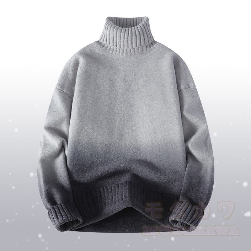 Zweiteiler: Strickpullover mit Farbverlauf und Rollkragen, Jeans - Grauer Pullover - 3XL - image 7