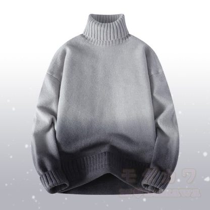 Zweiteiler: Strickpullover mit Farbverlauf und Rollkragen, Jeans - Grauer Pullover - 3XL - image 7