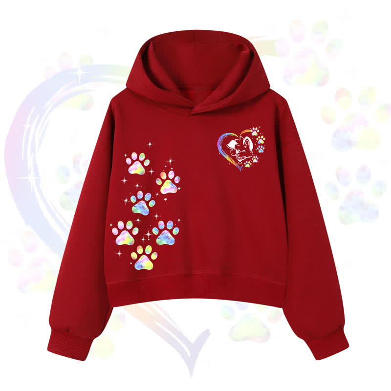 MODAKAWA X popipeko Kawaii Regenbogen-Hundepfotenabdruck Cropped Hoodie - Red - 3XL - image 7