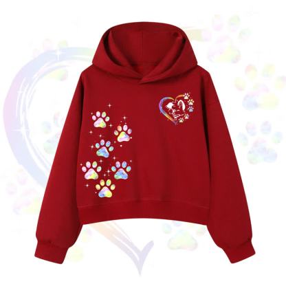 MODAKAWA X popipeko Kawaii Regenbogen-Hundepfotenabdruck Cropped Hoodie - Red - 3XL - image 7