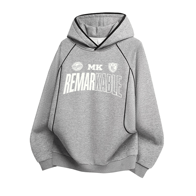 Bemerkenswerter Modakawa Raglan-Oversize-Pullover-Hoodie mit Grafikprint - Grey - 3XL - image 3
