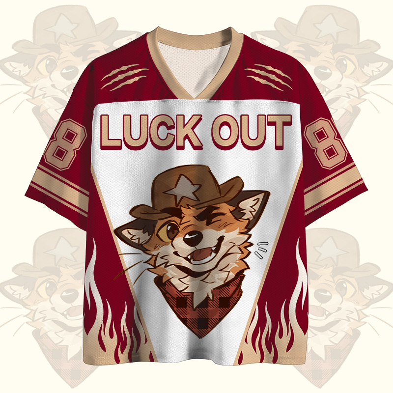 MODAKAWA X atka LUCK OUT Wink Fox Number Graphic Vintage Mesh Jersey T-Shirt - image 2