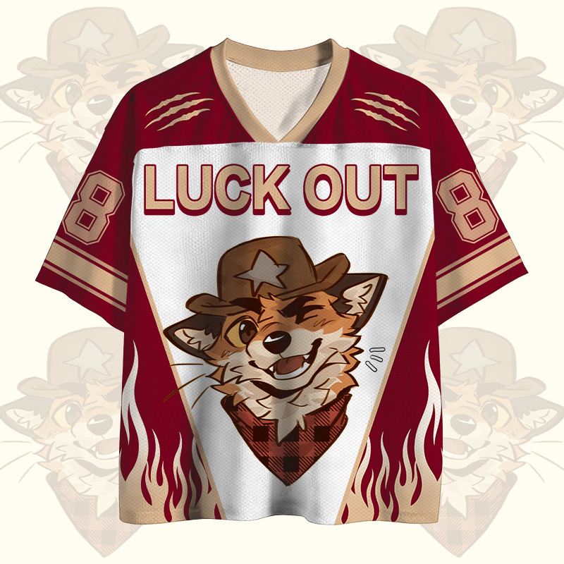 MODAKAWA X atka LUCK OUT Wink Fox Number Graphic Vintage Mesh Jersey T-Shirt - image 2