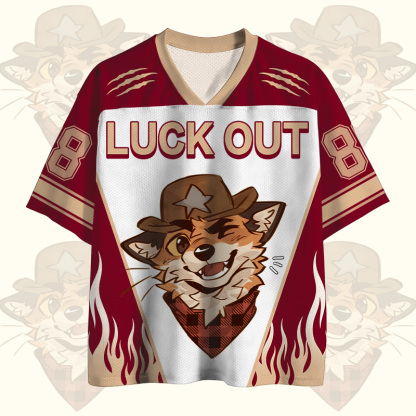 MODAKAWA X atka LUCK OUT Wink Fox Number Graphic Vintage Mesh Jersey T-Shirt - image 2
