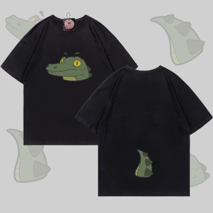 MODAKAWA T-Shirt mit Krokodilgesicht und -schwanz-Grafik - Black - 5XL - image 4