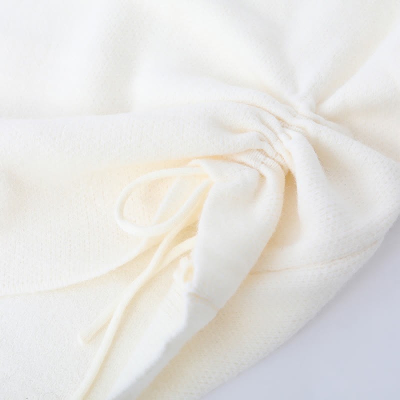 Dreiteiliges Set aus Strickoberteil, Rock und Beinwärmern mit Kordelzug - image 4