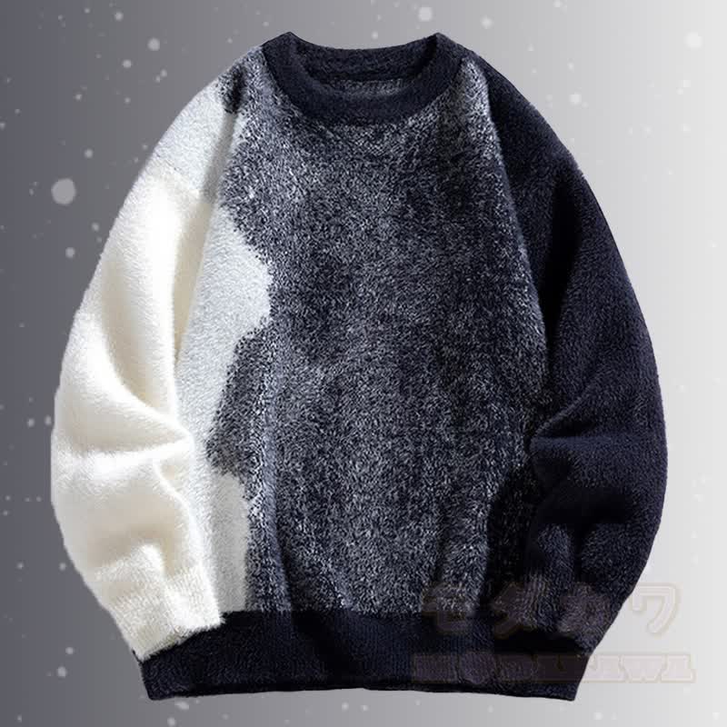Farbverlauf-Pullover mit flauschigem Unterkleid und Cordhose (zweiteilig) - Grauer Pullover - 3XL - image 6