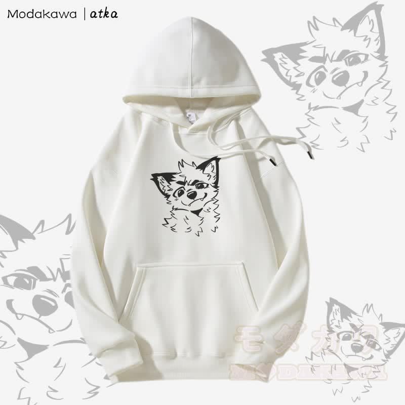 Niedlicher Hoodie mit Fleecefutter und Fuchs-Grafik - Weiß - 5XL - image 3