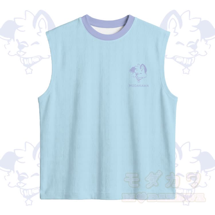 MODAKAWA X popipeko Puppy Graphic Sportliches ärmelloses schnelltrocknendes Tanktop mit Shorts und passendem Outfit - Himmelblaues Oberteil - 5XL - image 4