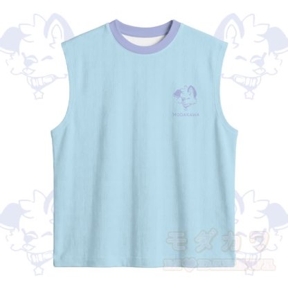 MODAKAWA X popipeko Puppy Graphic Sportliches ärmelloses schnelltrocknendes Tanktop mit Shorts und passendem Outfit - Himmelblaues Oberteil - 5XL - image 4