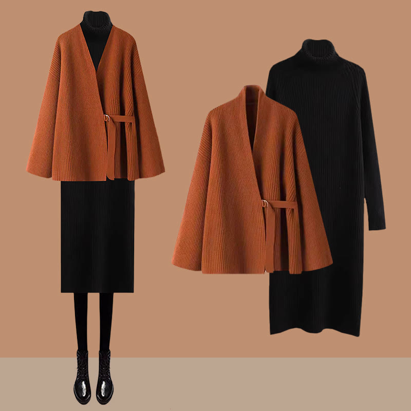 Strickcardigan-Kleid passendes Outfit - Orange Set - XL - image 3