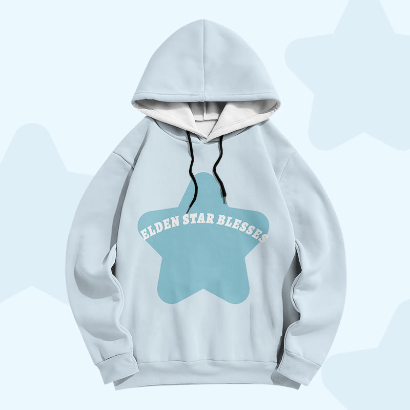 ELDEN STAR BLESSES Sternengrafik Modakawa Pullover Hoodie - Sky Blue - 6XL - image 4