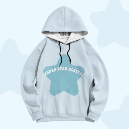 ELDEN STAR BLESSES Sternengrafik Modakawa Pullover Hoodie - Sky Blue - 6XL - image 4