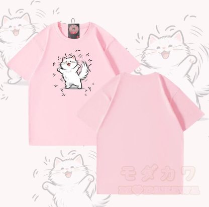 Modakawa T-Shirt mit fröhlichem Katzenmotiv aus 100 % Baumwolle - Rosa - 5XL - image 5