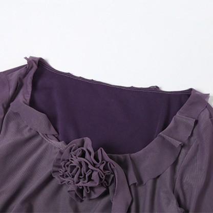 Flower Mesh See-through Slit Dress - image 3