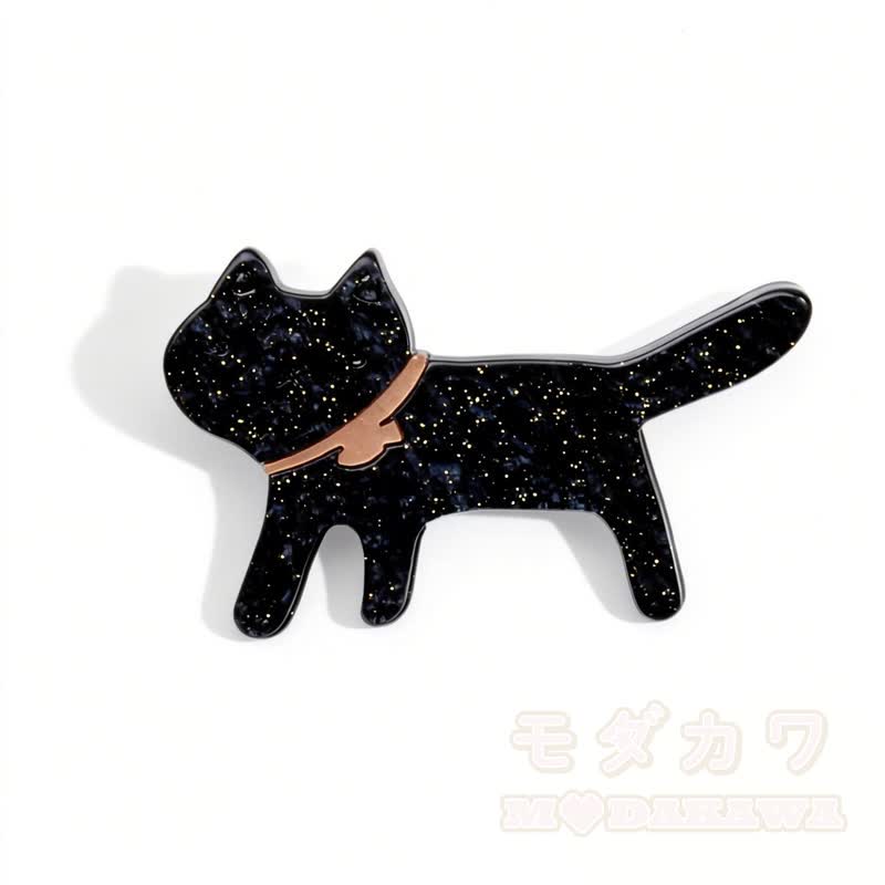 Kawaii Glitzer Sternenkatze Anstecknadel - Schwarz - image 11