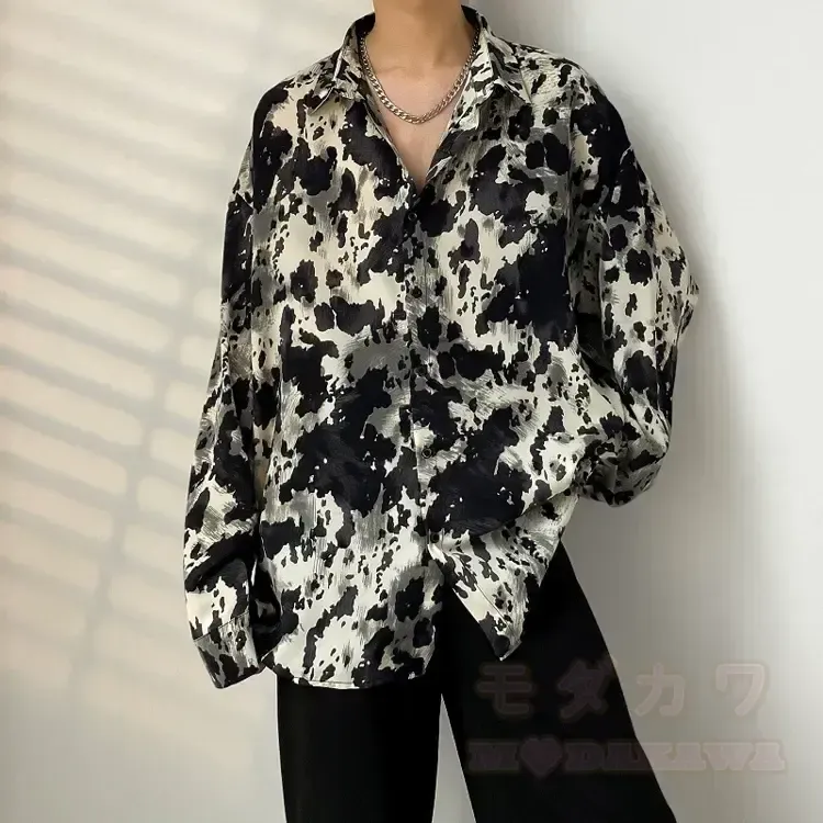Herren-Langarmhemd mit Vintage-Print und Knopfleiste - Mehrfarbiges Y - 3XL - image 26