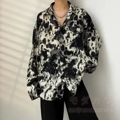 Herren-Langarmhemd mit Vintage-Print und Knopfleiste - Mehrfarbiges Y - 3XL - image 26