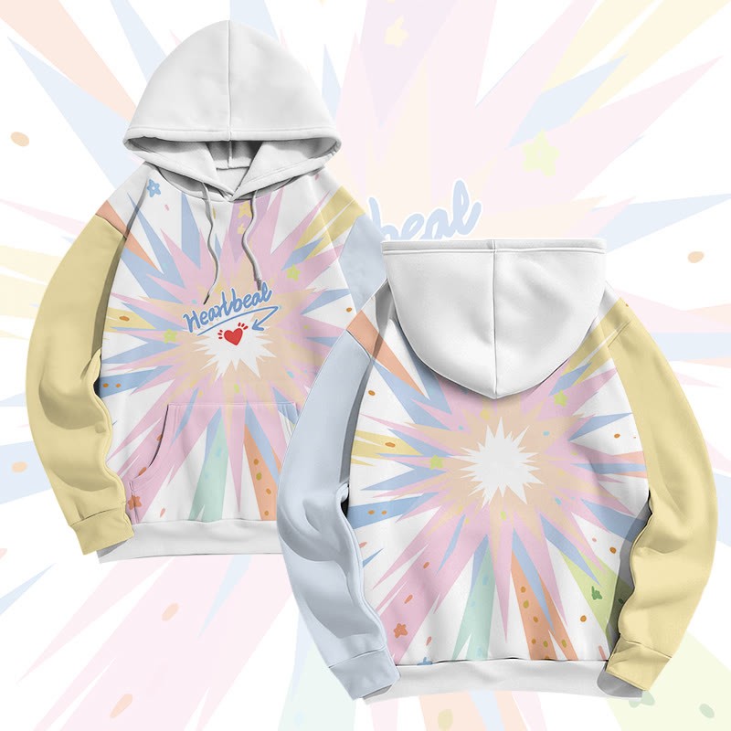 MODAKAWA HEARTBEAT Pullover-Hoodie mit Herzmotiv und Allover-Print - White - 8XL - image 2