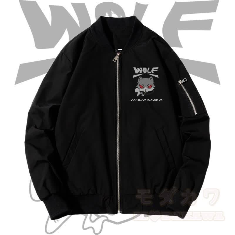 MODAKAWA Smoking Wolf Graphic Zip Up Outerwear Jacket - Verdickt - Schwarz - 4XL - image 4